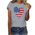 thumbnail image 2 of Fartey Womens American Flag Shirt Independence Day Patriotic T-Shirts Cute USA Flag Heart Graphic Tees 4th of July Short Sleeve Crew Neck Blouses Gifts Clothes Gray L, 2 of 4
