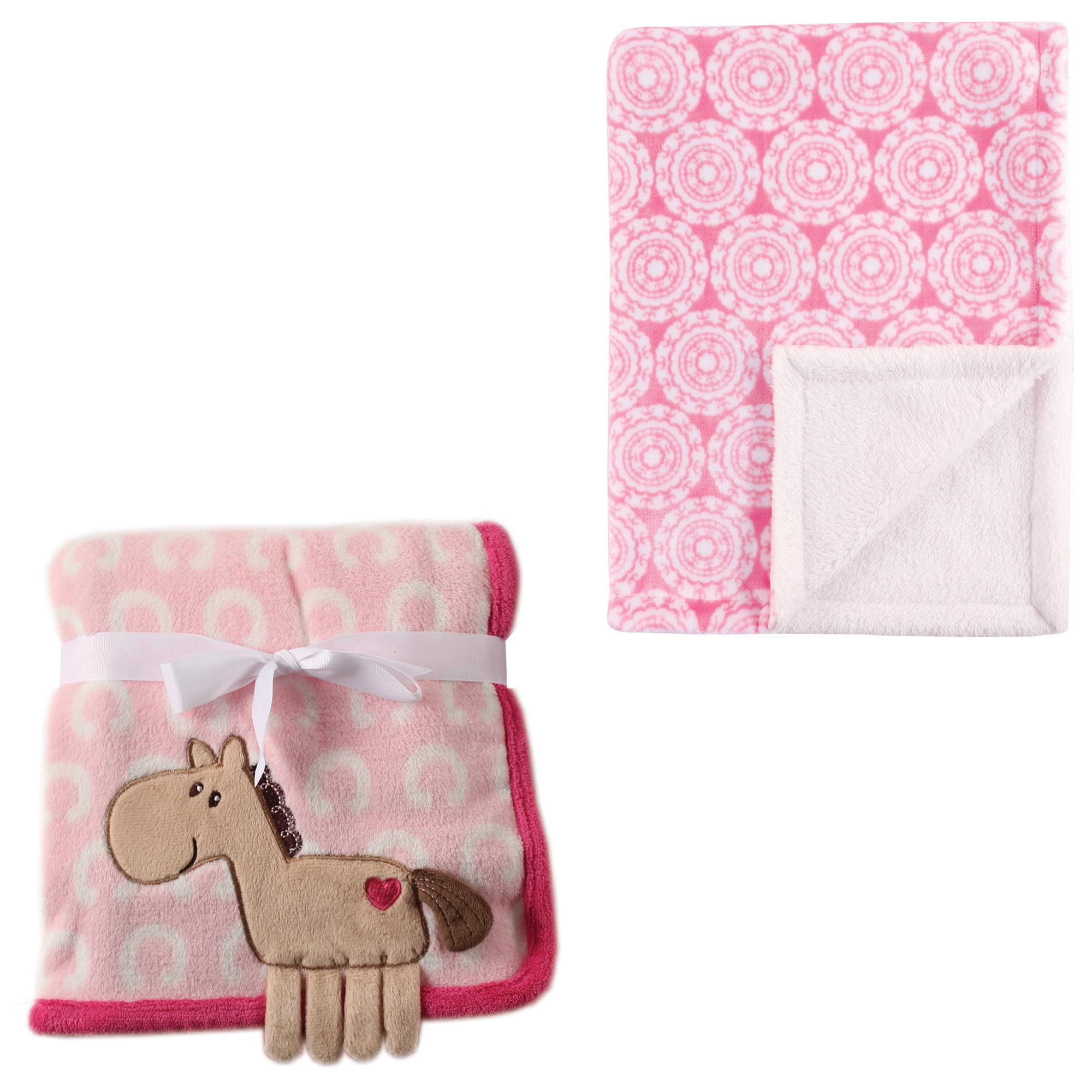 Hudson Baby Girls' Plush Blanket, 2Pack, Choose Your Color