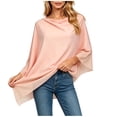 thumbnail image 3 of QSAWXQZ Women's UV Protection Shawl Wrap Asymmetric Loose Boat Neck Long Sleeve Beach Layer Poncho Cover Up for Resort Outerwear Free Size, 3 of 6