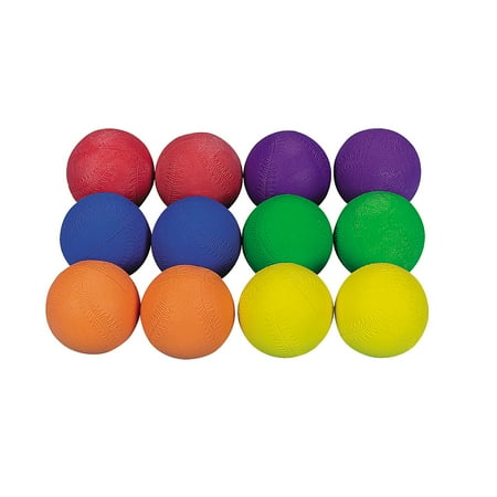 Fun Express - Cool Colorful Rubber Baseballs 12pcs - Toys - Balls - Playground Balls - 12 Pieces