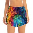 thumbnail image 2 of Balery Colorful Parrot Jungle Dream Pantalones cortos deportivos para mujer con forro y dos bolsillos, elásticos, para entrenamiento, gimnasio, yoga-Small, 2 of 7