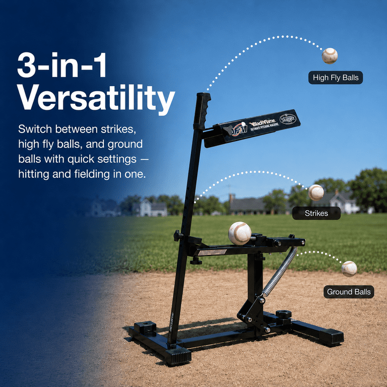 Louisville Slugger Black Flame Pitching Machine, Manual, Up to 50