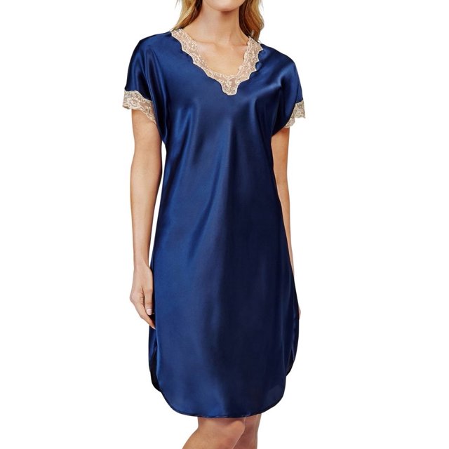 Robe de Nuit Charmeuse Charmante pour Femmes Shadowline 4503 (Marine G)