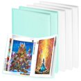 thumbnail image 1 of JAPCHET Paquete de 6 libros de almacenamiento para láminas de diamante A3, portafolio artístico con 180 bolsillos transparentes, carpeta de presentación para obras de arte (verde, blanco), 1 of 6