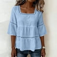 thumbnail image 4 of Women's Short Sleeve Crew Neck Solid Casual Blouse, 4 of 6