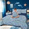 thumbnail image 3 of meiyoeat Tropical Fish Full Size Bedding Sets for Kids, Watercolor Starfish Animal Full Size Bed in a Bag, Blue, Blue Reversible, 7-Piece, 3 of 6