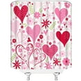 thumbnail image 3 of Valentine''s Day Shower Curtain Red Pink Heart Boho Floral Romantic Sweet Love for Lover Couple Creative Bathroom Decor Fabric Curtain with Hooks, 3 of 4
