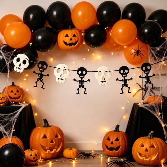 Halloween Banner, Halloween Party Decorations for Indoor Outdoor - Halloween Backdrop Garland for Outside, Hanging Party Favors Supplies for Birthday