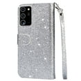 thumbnail image 3 of Samsung Galaxy Note20 Case, Dteck Bling Glitter PU Leather Zipper Wallet Case Cover With Hand Strap For Samsung Galaxy Note20 5G, Silver, 3 of 5