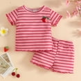 thumbnail image 2 of 18-24 Months Toddler Toddler Girl Outfits Short Sleeves T Shirt Tee Tops + Shorts Cute Outfits Set for 0 6 12 18 24 M 1t 2t 3t 4t 5t 6t Pajamas & Dailywear Set Girls Pink Tracksuit, 2 of 5