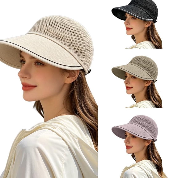 AJGRHE Women's Knitted Breathable Wide Brim Sun Hat Casual Summer Outdoor Beach Travel Accessory Wide Brim Sun Hat for Women Beach Visor Cap Sports Golf Hiking Beige One Size