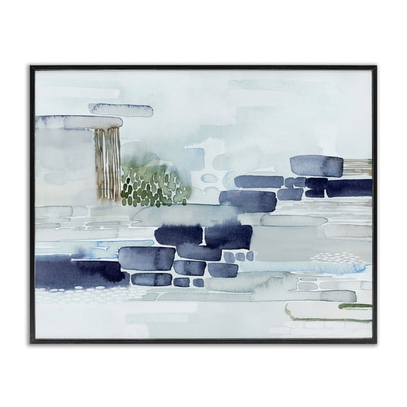 Stupell Industries Contemporary Modern Abstract Coastal Landscape Organic Blocks Black Framed Giclee Art, 14 x 11, by Grace Popp