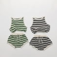 thumbnail image 2 of Conjuntos de ropa tejida de verano para chico, chaleco y pantalones cortos a rayas para niño, 2 uds., camiseta sin mangas para niña, traje de camisetas para niño, 2 of 6