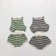thumbnail image 2 of Conjuntos de ropa tejida de verano para chico, chaleco y pantalones cortos a rayas para niño, 2 uds., camiseta sin mangas para niña, traje de camisetas para niño, 2 of 6
