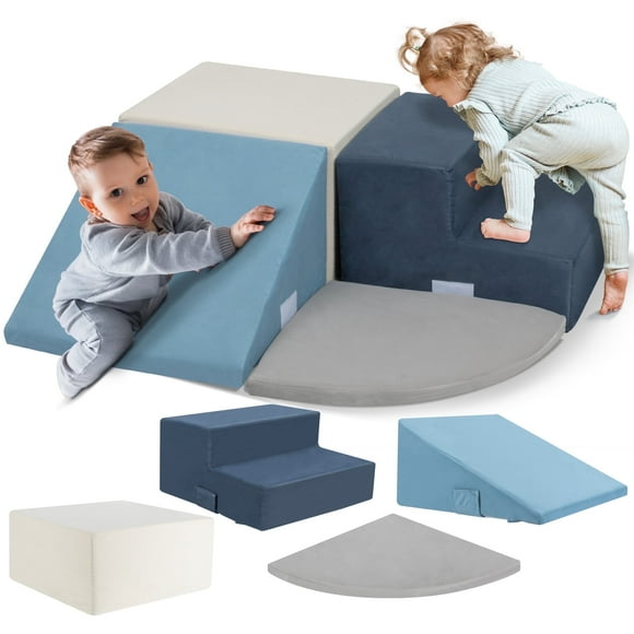 CAPAKIDS Blocs d'Escalade en Mousse pour Bébés pour Tout-Petits 1-3, 4 Pcs Jouets d'Escalade pour Enfants Intérieur, Jeu Doux d'Escalade