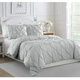 thumbnail image 2 of Chezmoi Collection Berlin Light Gray Pinch Pleat Queen Comforter Set, 3-Piece, Soft Pintuck, Lightweight All Season Microfiber Bedding, 2 of 8