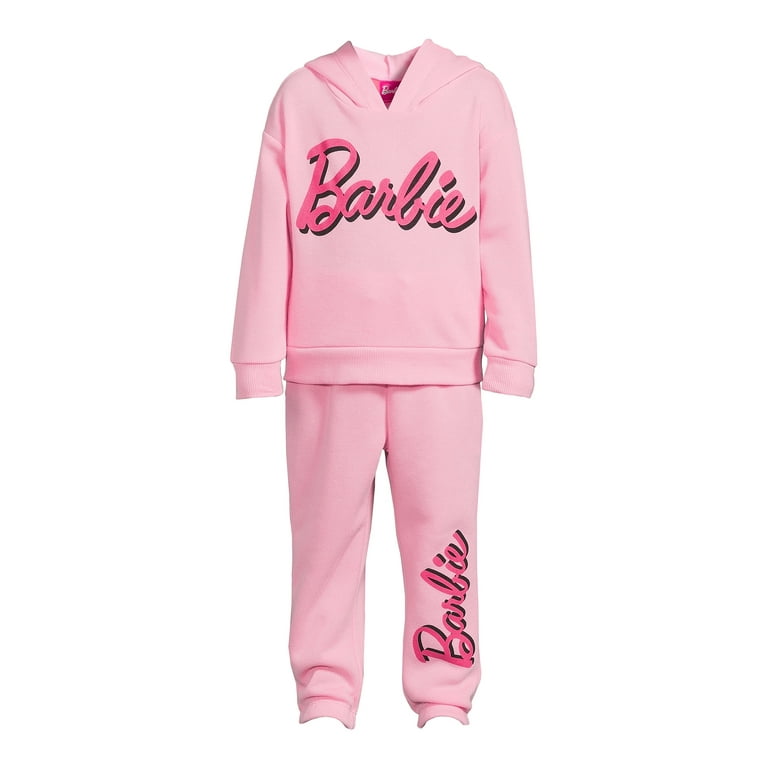 Barbie Girls Hooded Sweatshirt and Joggers, 2-Piece Outfit Set