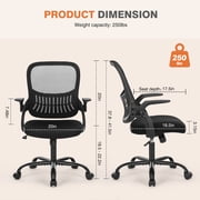 MCQ Home Ergonomic Office Chair with Adjustable and Flip-up Armrest,Heavy Duty Desk Chair with Lumbar Support, Black