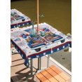 thumbnail image 2 of Outdoor Tablecloth with Umbrella Hole for Patio/Picnic/Party/Camping, Independence Day Truck Waterproof Table Cloth Square Cover Washable, Blue Star Firework 4th of July Wood (54"x 54"), 2 of 9