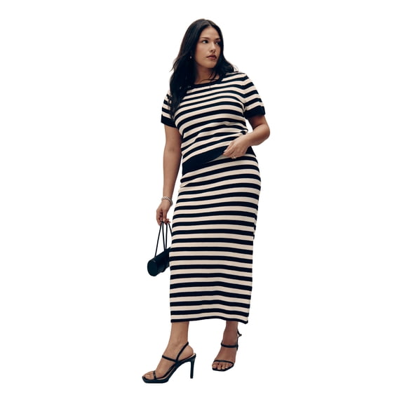 ELOQUII Women's Plus Size Midi Sweater Skirt