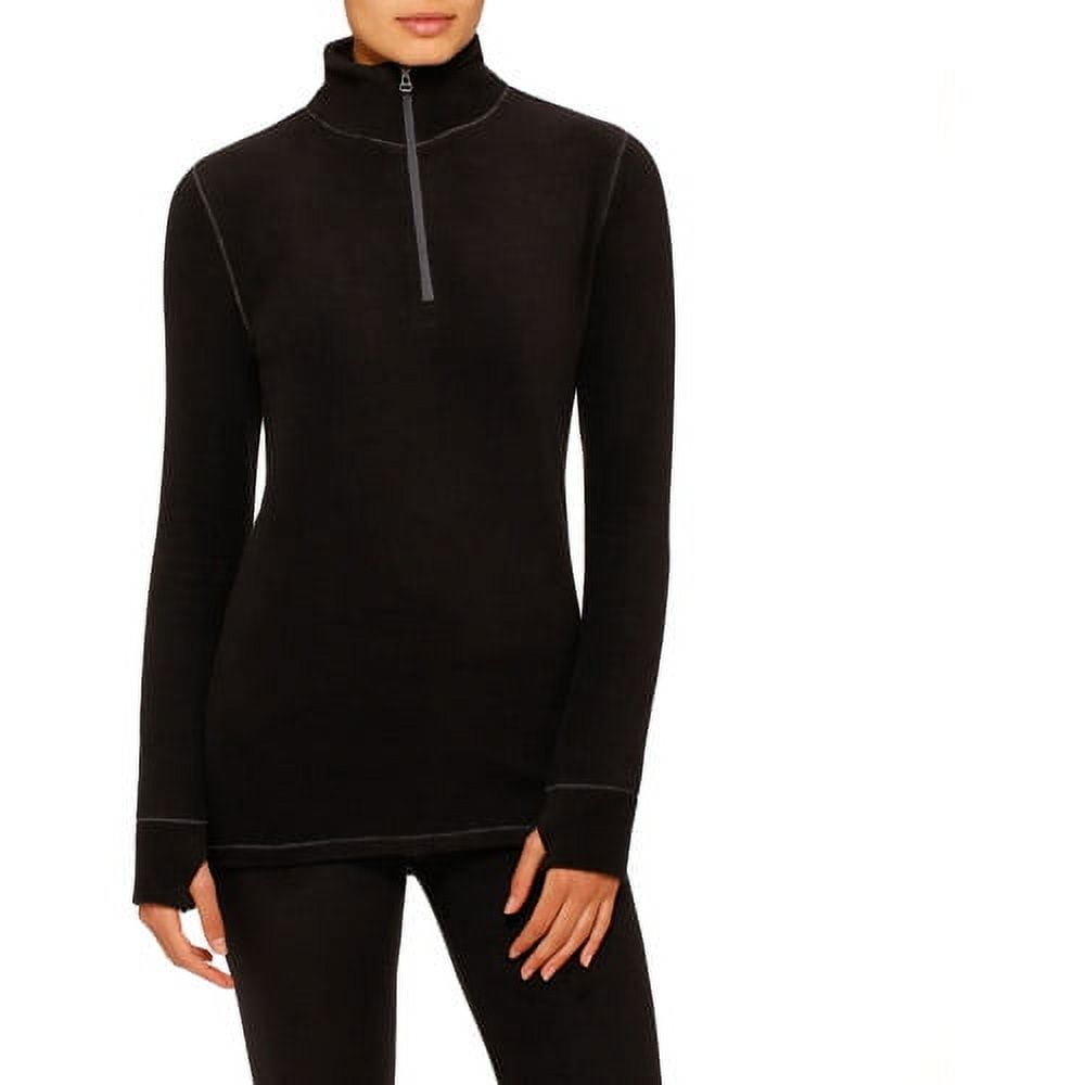ClimateRight by Cuddl Duds Women's Warm Stretch Fleece Long Sleeve Mock with Half Zip Thermal Base Layer Top, Sizes XS to 4X