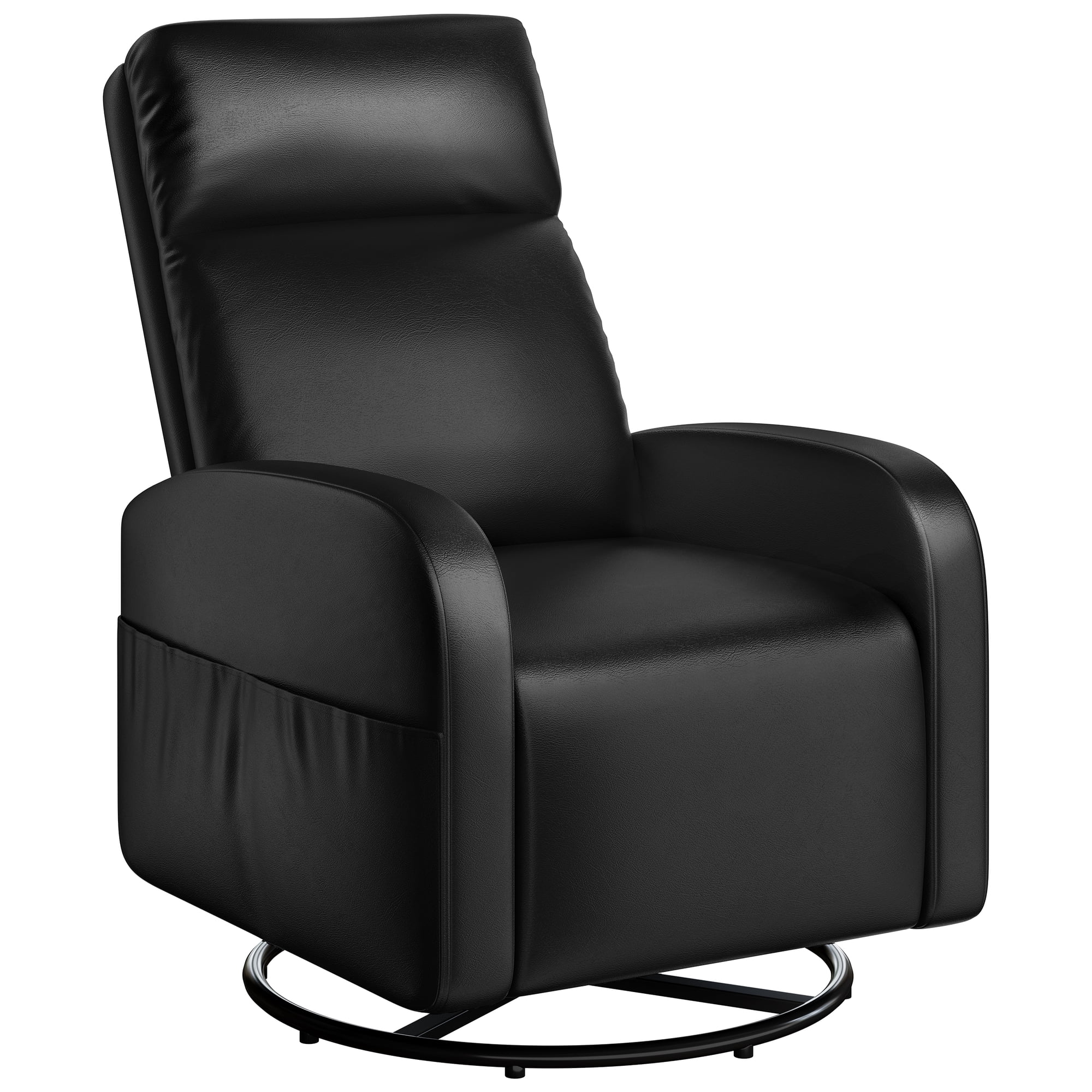 Yaheetech Faux Leather Swivel Glider Chair Rocking Chair for Living Room, Black