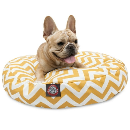 UPC: 0788995506256 | Majestic Pet | Chevron Round Pet Bed For Dogs  Removable Cover  Yellow  Small