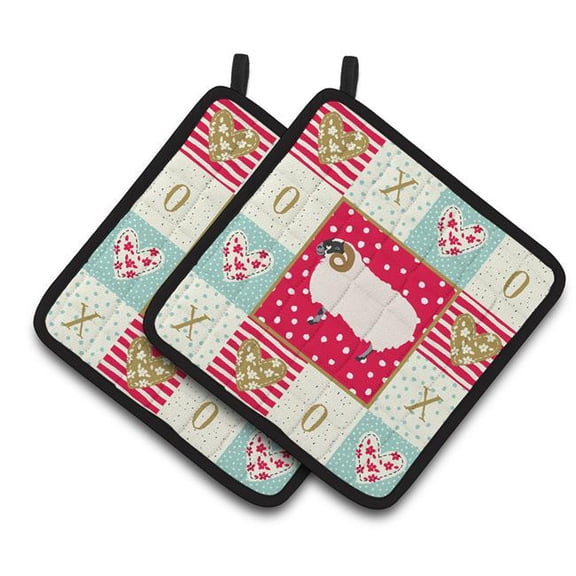 Carolines Treasures CK5400PTHD Scottish Blackface Sheep Love Pair of Pot Holders, 7.5HX7.5W, multicolor