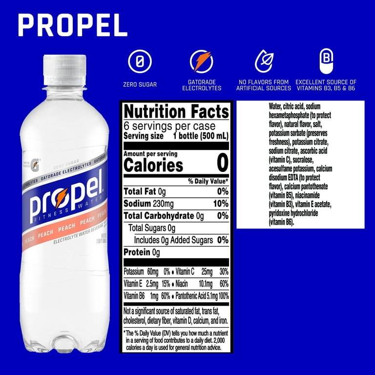 Propel Peach Electrolyte Water, 16.9 fl oz, 12 Pack photo 2