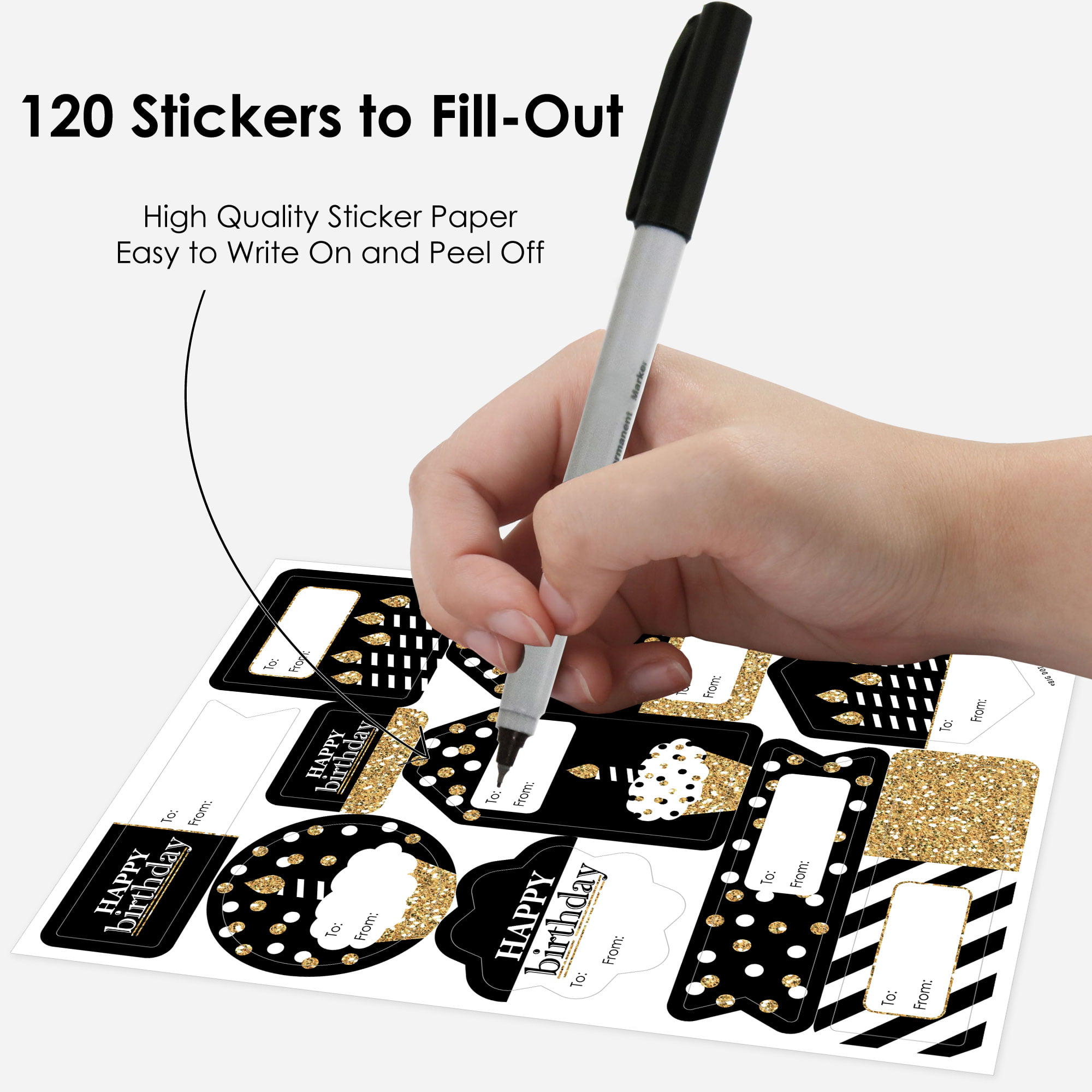Big Dot Of Happiness Adult Happy Birthday - Gold - Assorted Birthday Party  Gift Tag Labels - To And From Stickers - 12 Sheets - 120 Stickers : Target