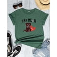 thumbnail image 2 of FIUFY Womens Summer Cat MEOW Short Sleeve Graphic Tees Casual Funny Print T-Shirts, 2 of 5