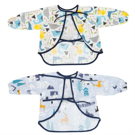 

HOMEMAXS 2Pcs Long Sleeve Baby Feeding Bibs Full Cover Bibs for Baby Kids Infant Toddlers