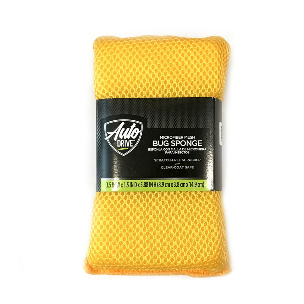 Auto Drive Microfiber Mesh Bug Sponge for Car Washing,Yellow Walmart
