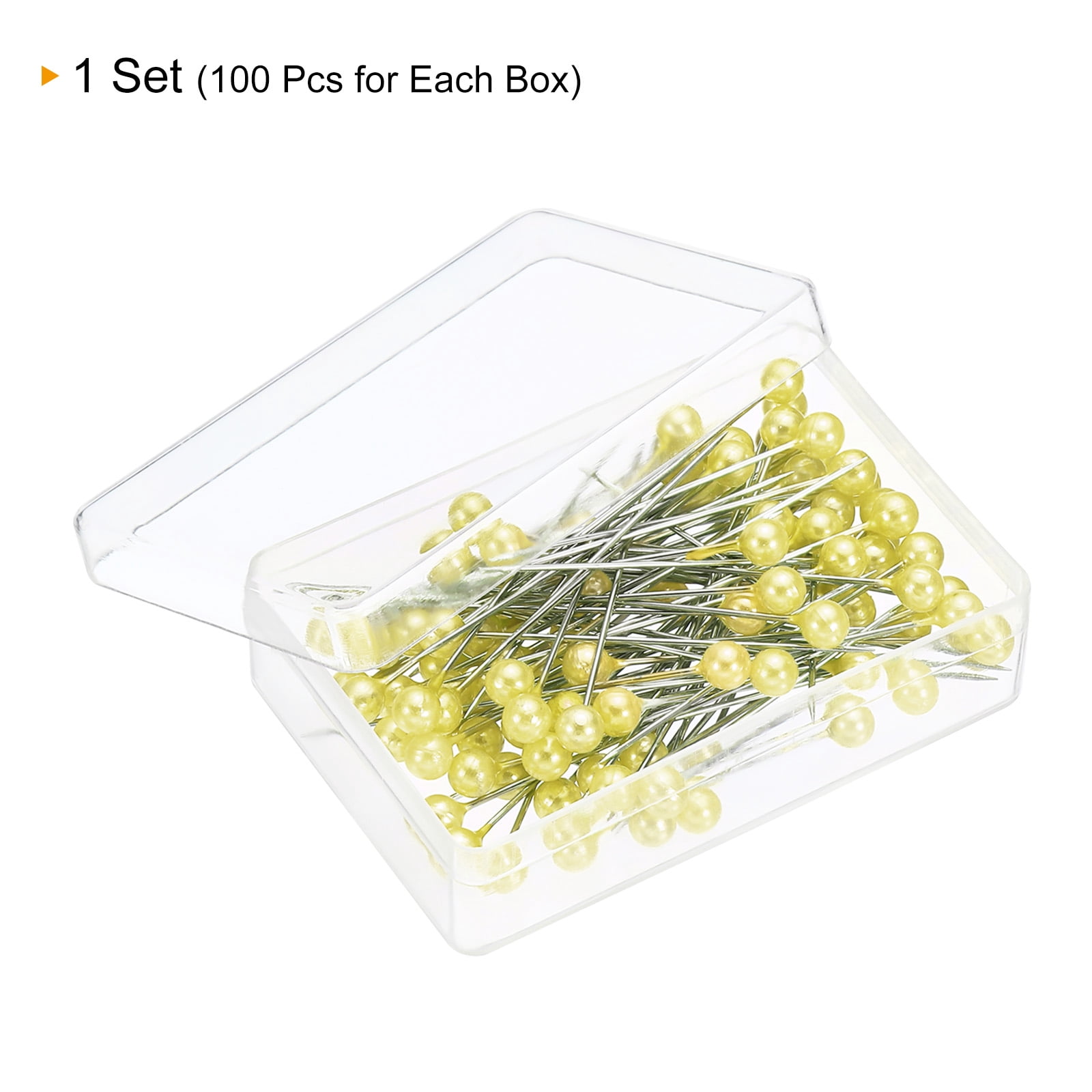 Unique Bargains Pearlized Sewing Pins Set Stainless Steel Ball Head Needle Golden 1 Set