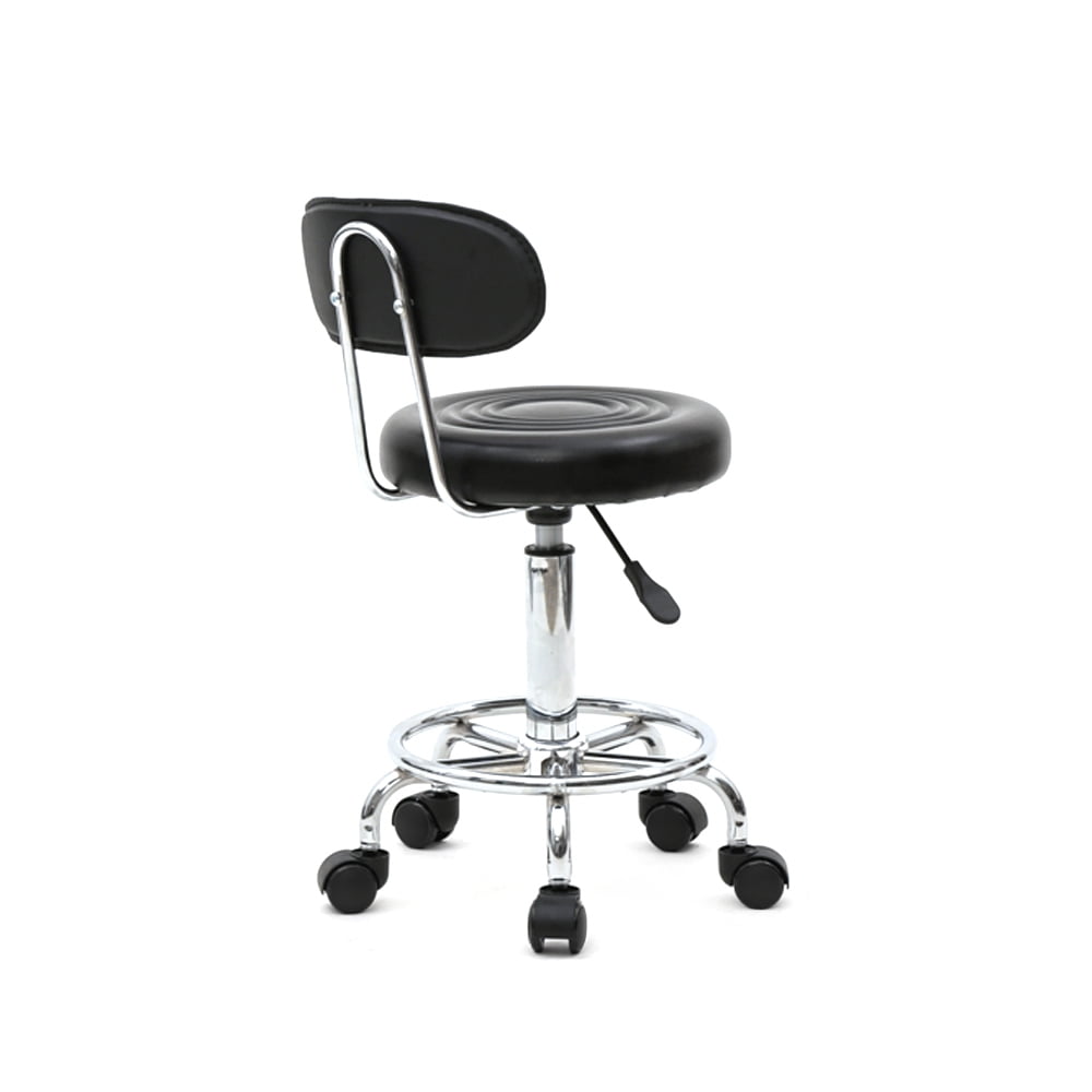 Round Shape Adjustable Salon Stool with Back and Line Black