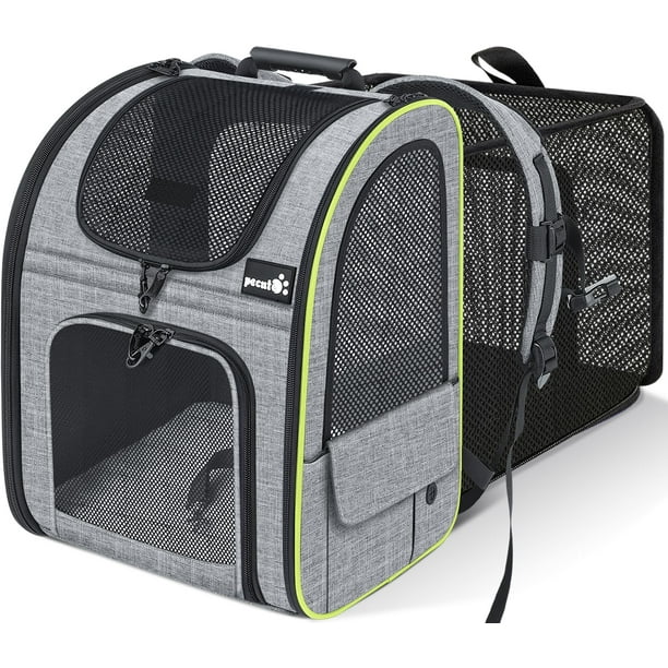 Mochila transportadora de mascotas Pecute expandible para gatos y perros de 17 libras