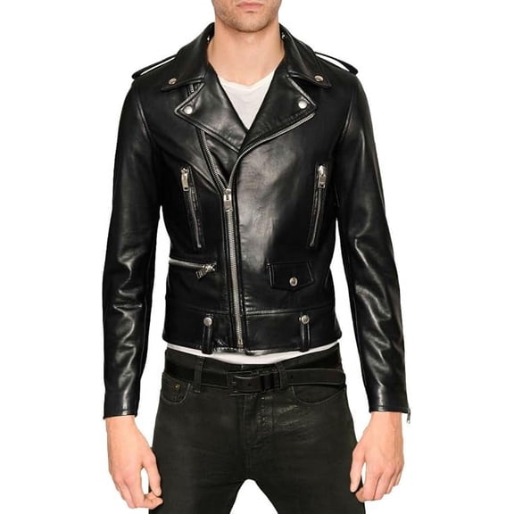 Men Leather Jacket Coat Motorcycle Biker Black Slim Fit Outwear Jackets A898