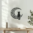 thumbnail image 3 of Whimsical Cat on Moon Metal Wall Art, Serene Nighttime Decor, Charming Feline Silhouette, Perfect Home Accent, 3 of 5