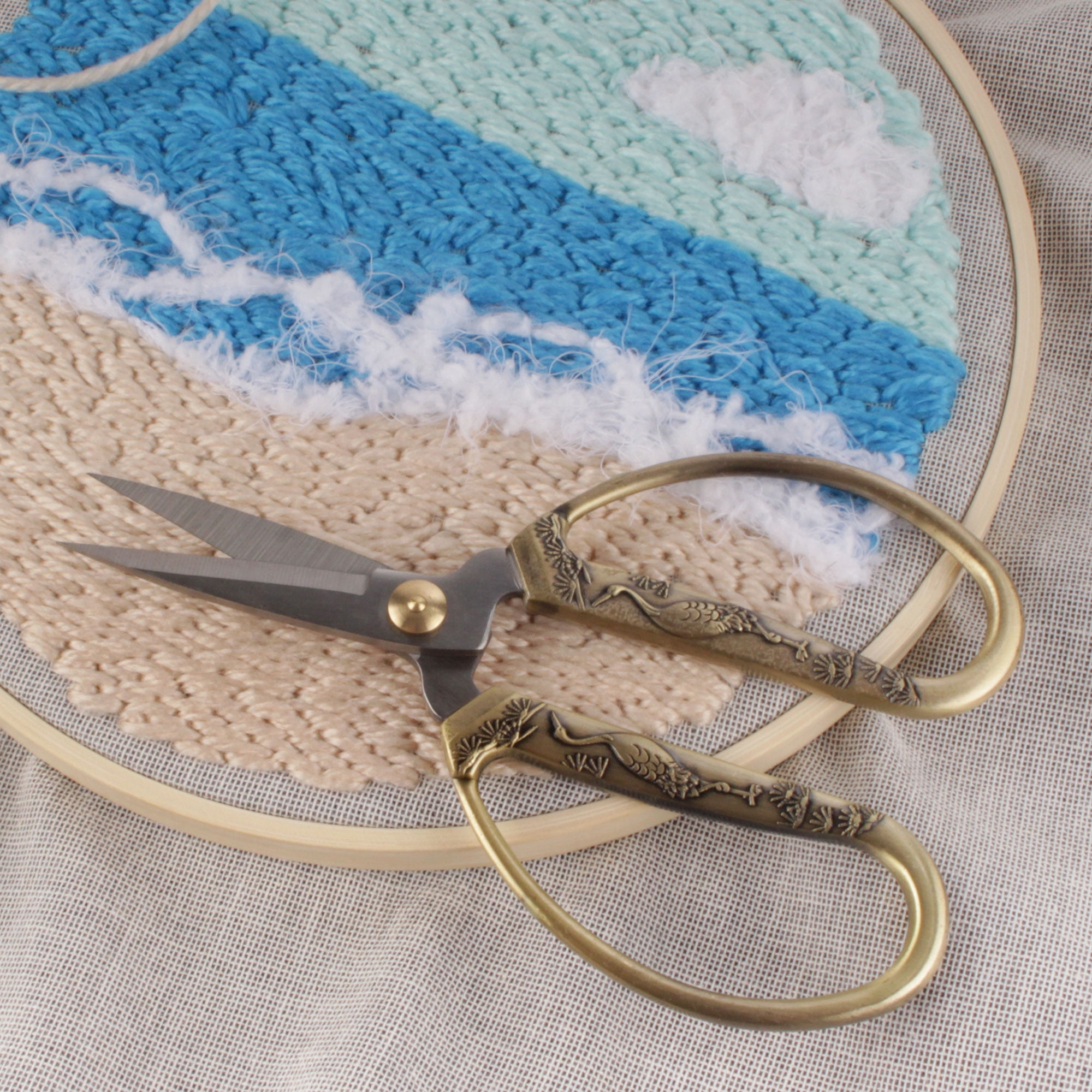 JubileeYarn 5.25" Heirloom Craft Embroidery Scissors w/Decorative Crane Motif Cast Handles - Bronze