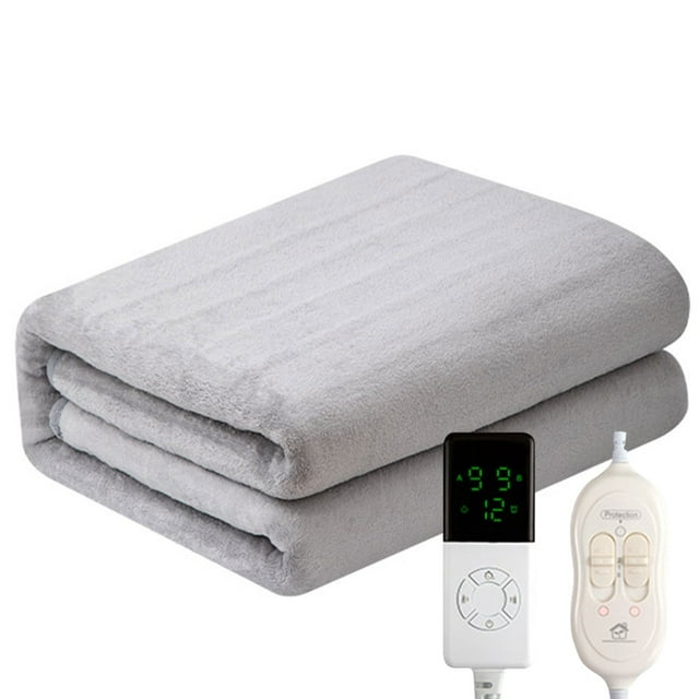 MOQIN Electric Heated Throw 32"*60" Throw Size Soft Lightweight Flannel Heated Blanket with 4 Time Settings and 6 Heat Settings,Heat Blanket for Home & Office Machine Washable