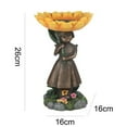 thumbnail image 5 of Mdesiwst Resin Statue Sturdy Waterproof Yellow Sunflower Decor Eco-friendly Bird Bath Figurine for Lawn, 5 of 7