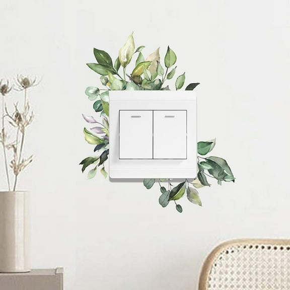 Green Leaves with Flower Wall Stickers Decor Hanging Vine Flower Wall Art Decals Floral Plant Spring Home Decorations for Bedroom Living Room TV Background Office Classroom