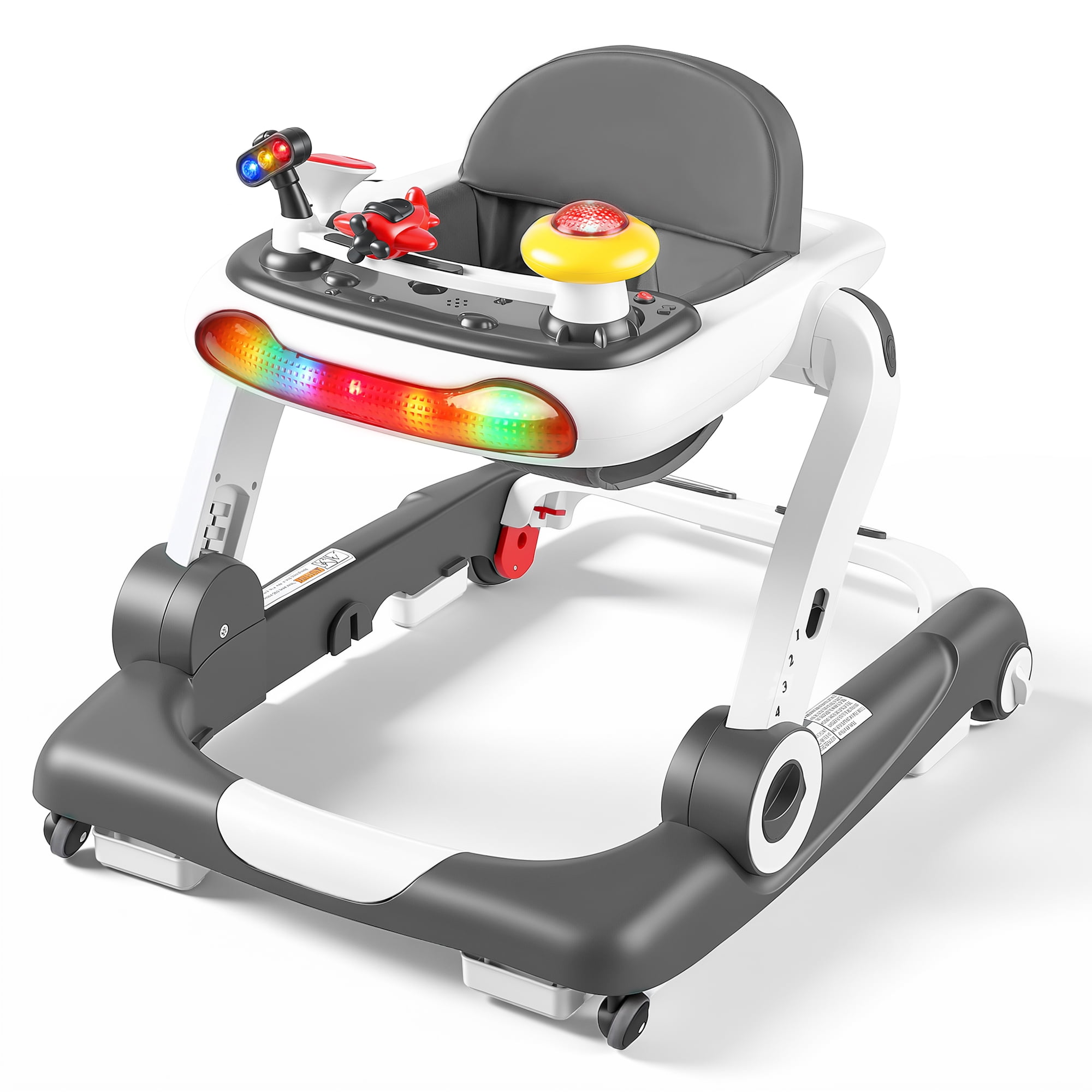 AILEEKISS Musical Baby Walker with Wheels, Toddler Activity Music Bouncer Walker, Grey