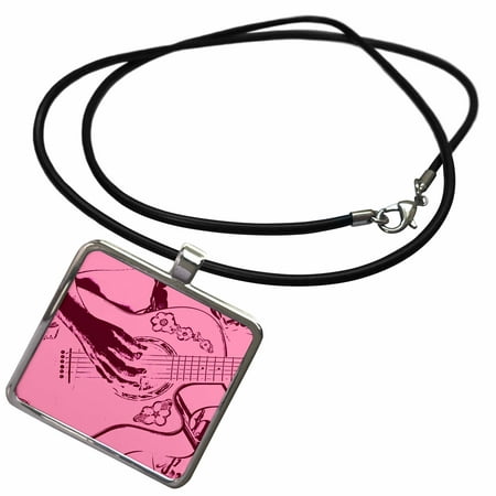 3dRose acoustic female guitar player pink - Necklace with Pendant