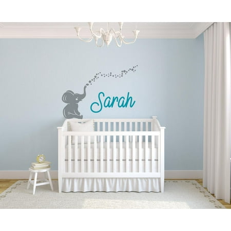- Personalized Name Vinyl Decal Sticker Custom Wall Art Elephant Bubbles Unisex Girl Boy Nursery Room Removable Decor Art 16 Inches X 20 Inches