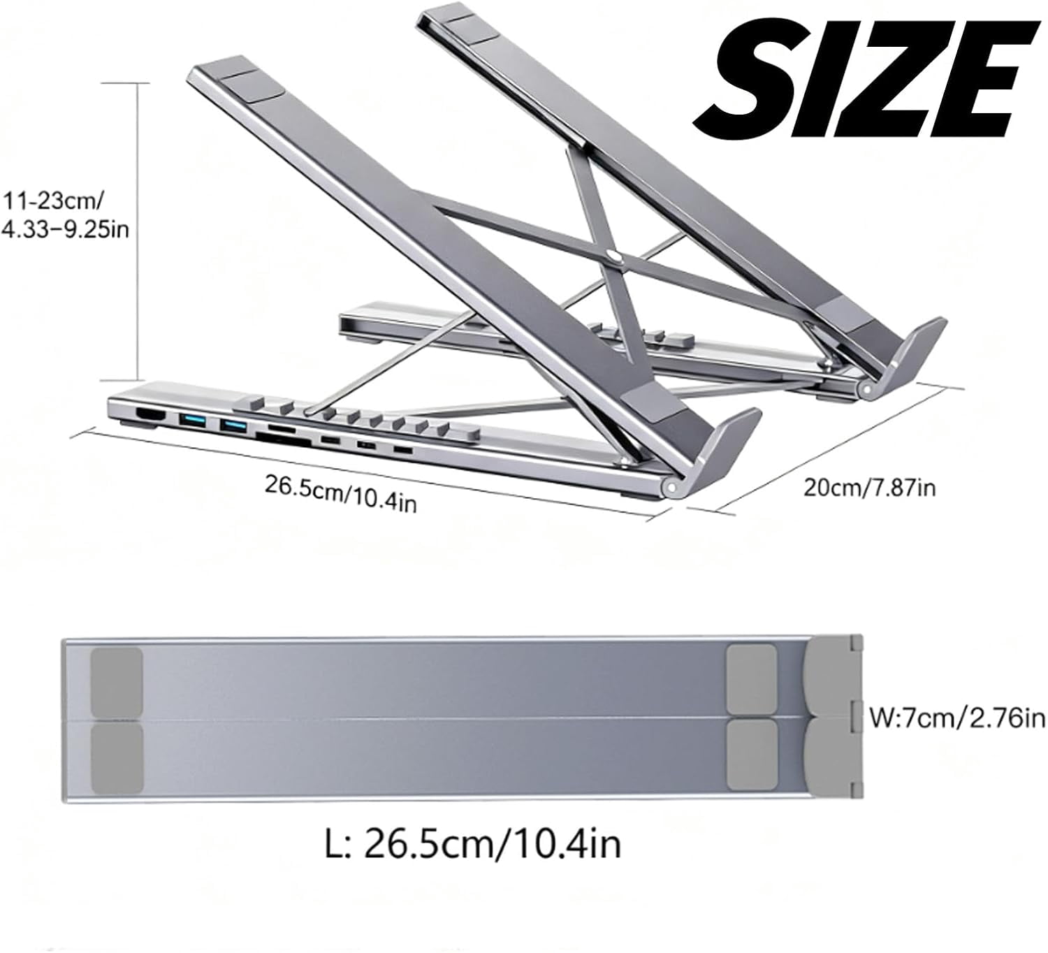Docking Station Laptop Stand with 4K , 8 in 1 USB C Laptop Docking Station Stand, Portable Adjustable Computer Holder with USB 3.0, PD 100w, Multiport Adapter for Notebook Tablet (1Pcs)