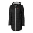 thumbnail image 2 of Women's Cutter & Buck Black Rutgers Scarlet Knights Rainier Primaloft Eco Hooded Long Coat, 2 of 3