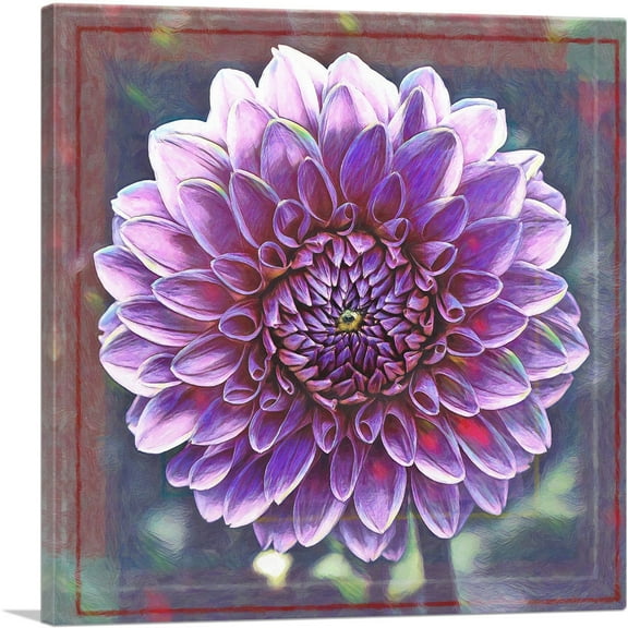 ARTCANVAS Dahlia Pink Flower Painting Home decor Canvas Art Print - Size: 18" x 18" (0.75" Deep)