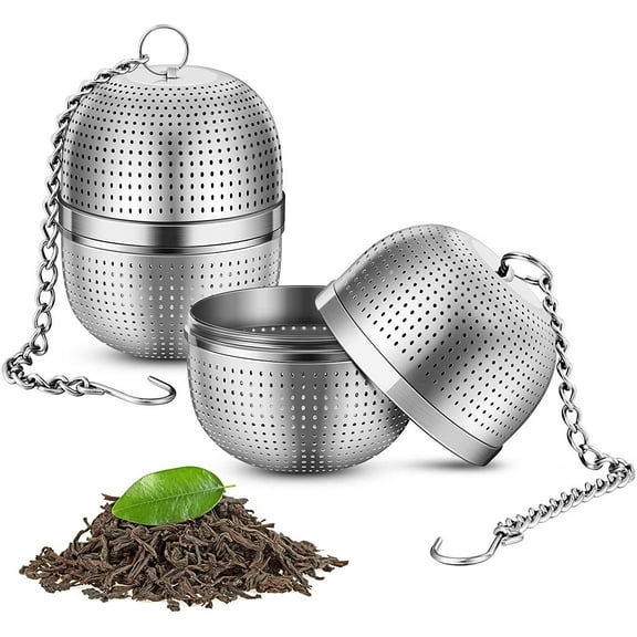 304 Stainless Steel Tea Strainer with Chain | Fine Mesh Tea Infuser Ball | Screw Top Design for Loose Leaf Tea | Fits Cups & Teapots | Spice & Herb Filter