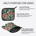 thumbnail image 3 of Yayeee Oven Mitts and Pot Holder Set of 2 Heat Resistant Kitchen Gloves Baking Hot Pad, Retro Christmas Poinsettia, 3 of 5